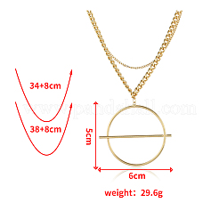 Minimalist Alloy Circle Bar Pendant Double Layer Necklaces for Casual&nbsp;IF7222-2