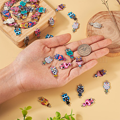 48Pcs 12 Colors Alloy Enamel Connector Charms&nbsp;FIND-TA0002-26