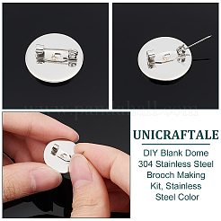 DIY Blank Dome 304 Stainless Steel Brooch Making Kit&nbsp;DIY-UN0056-09