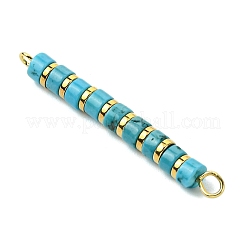 Dyed Natural Magnesite & Electroplated Synthetic Non-magnetic Hematite Heishi Connector Charms&nbsp;PALLOY-JF03291-05