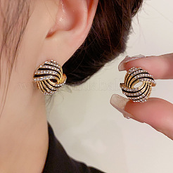 Brass Pave Clear Cubic Zirconia Stud Earrings&nbsp;FS-WG6D7DF-01