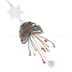 Glass & Braided Nylon Christmas Tree Pendant Decoration&nbsp;HJEW-TA00491