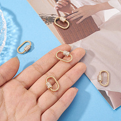 5 Pcs Brass Micro Pave Clear Cubic Zirconia Screw Carabiner Lock Charms&nbsp;KK-TA0003-16
