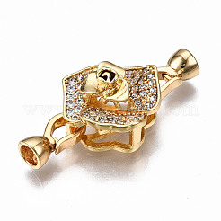 Brass Micro Pave Clear Cubic Zirconia Fold Over Clasps&nbsp;KK-T063-105G-NF