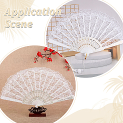 Plastic & Lace Folding Fan&nbsp;AJEW-WH0709-241A