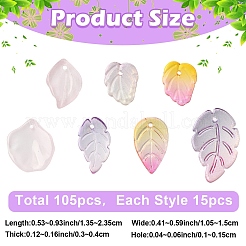 105Pcs 7 Styles Transparent Spray Painted Glass Pendants&nbsp;GLAA-YW0005-89