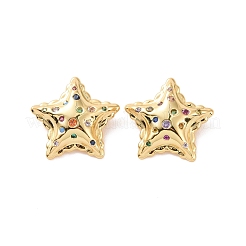 Star Brass Micro Pave Colorful Cubic Zirconia Charms&nbsp;KK-G435-31G