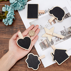 24 Pcs 6 Styles Wooden Blackboard Clip&nbsp;DIY-GF0003-59