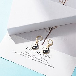 Flat Round with Yin Yang Alloy Enamel Dangle Leverback Earrings&nbsp;EJEW-JE04893-03