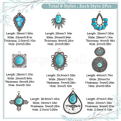 16Pcs 8 Styles Synthetic Turquoise Pendants&nbsp;FIND-SC0003-47