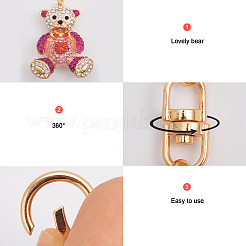 2Pcs 2 Colors Cartoon Heart Bear Rhinestone Pendant Keychain&nbsp;KEYC-CA0001-47