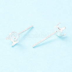 925 Sterling Silver Post Stud Earring Settings&nbsp;STER-P047-06B-S