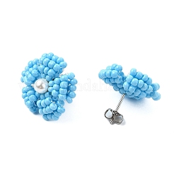 Daisy Glass Seed Beaded Stud Earrings&nbsp;EJEW-MZ00334