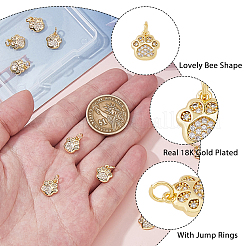 12Pcs Brass Micro Pave Clear Cubic Zirconia Charms&nbsp;ZIRC-HS0001-15