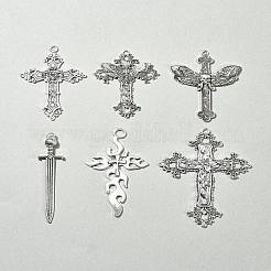 6Pcs 6 Styles Tibetan Style Alloy Cross Pendants&nbsp;FIND-FS0002-57