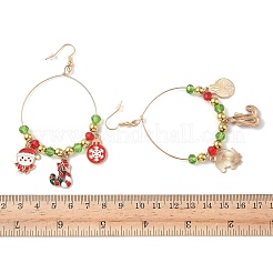 Christmas Theme Alloy Enamel Dangle Earrings&nbsp;EJEW-B068-01G-03