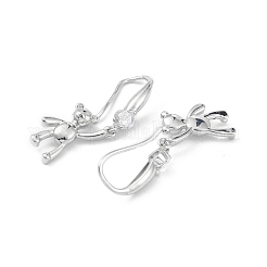 Bear Rack Plating Brass Cubic Zirconia Dangle Earrings for Women&nbsp;EJEW-K245-24P