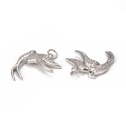Brass Micro Pave Cubic Zirconia Bird Pendants&nbsp;KK-E068-VB297