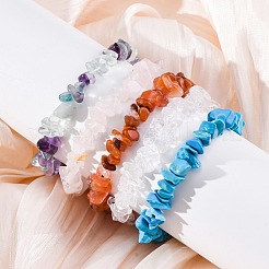 Chips Natural & Synthetic Gemstone Beaded Stretch Bracelets&nbsp;BJEW-JB01826