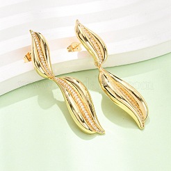 Brass Micro Pave Clear Cubic Zirconia Dangle Stud Earrings for Women&nbsp;EJEW-F418-23G