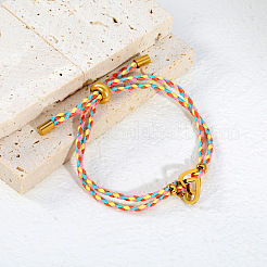 304 Stainless Steel Link Braided Cotton Cord Adjustable Slider Bracelets&nbsp;WG7AACD-01