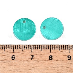 Spray Painted Natural Freshwater Shell Flat Round Charms&nbsp;SHEL-N036-09