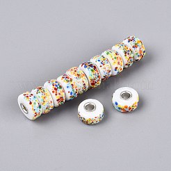 Lampwork & Brass Core European Beads&nbsp;LAMP-Q042-01G