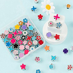 70Pcs 7 Style Flowers & Plants Series UV Plating Acrylic European Beads&nbsp;OACR-LS0001-07