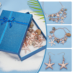 1 Set Iron Starfish & Natural Shell & Plastic Pearl Charm Bracelet & Dangle Earrings & Bib Necklaces Set&nbsp;SJEW-PH0001-15
