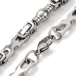 201 Stainless Steel Column & Rectangle Links Chain Necklace&nbsp;NJEW-F222-36P