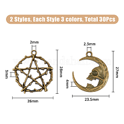 30Pcs 6 Styles Alloy Pendants&nbsp;FIND-FH0007-06