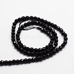 Faceted Natural Onyx Round Beads Strands&nbsp;G-E318C-4mm-06