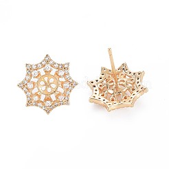 Brass Micro Pave Clear Cubic Zirconia Stud Earring Findings&nbsp;KK-S364-131