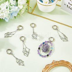 6Pcs 201 Stainless Steel Macrame Chain Pouch Empty Stone Holder Pendant Decoration&nbsp;HJEW-SC0002-11