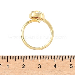 Flower Brass Micro Pave Cubic Zirconia Cuff Rings for Women&nbsp;RJEW-A069-05G-02