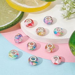 10Pcs 5 Colors Transparent Resin European Rondelle Beads&nbsp;RPDL-YW0001-07B
