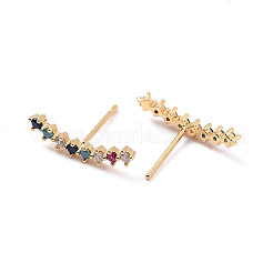 Colorful Cubic Zirconia Curved Bar Stud Earrings&nbsp;EJEW-C023-03G