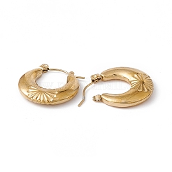 Ion Plating(IP) 304 Stainless Steel Croissant with Flower Hoop Earrings for Women&nbsp;EJEW-G314-15G