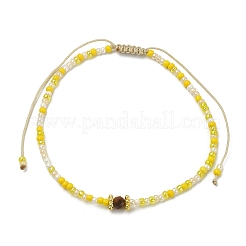 Natural Mixed Gemstone & Seed Braided Bead Bracelet&nbsp;BJEW-JB09613