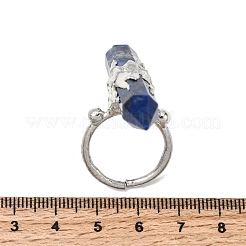Natural Lapis Lazuli & Brass Cuff Rings for Women&nbsp;RJEW-G374-01P-07