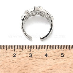 Brass Micro Pave Cubic Zirconia Cuff Open Rings&nbsp;RJEW-C158-02P