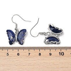 Natural Lapis Lazuli Brass Dangle Earrings&nbsp;EJEW-M081-01P-07