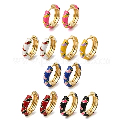 Hot Pepper Pattern Brass Enamel Hoop Earrings&nbsp;EJEW-G471-02G