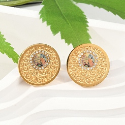 304 Stainless Steel Rhinestone Stud Earrings&nbsp;EJEW-Z089-22G