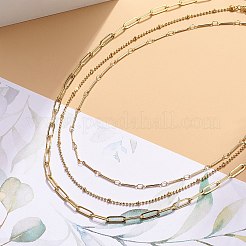3Pcs 3 Style Brass Bar Link & Paperclip & Satellite Chain Necklaces Set for Men Women&nbsp;NJEW-JN04031