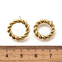 Ion Plating(IP) 304 Stainless Steel Twist Rope Ring Stud Earrings for Woman&nbsp;X-EJEW-N097-006LG