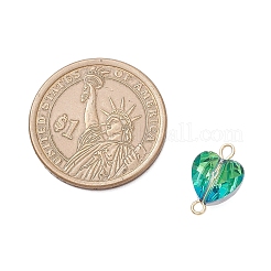 Transparent Glass Heart Links Connector Charms&nbsp;PALLOY-JF04196