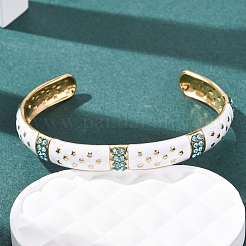 304 Stainless Steel Enamel Cuff Bangles for Women&nbsp;BJEW-H637-02B-G