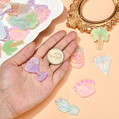 24Pcs 6 Style Embossed Printed Acrylic Pendants&nbsp;SACR-CJ0001-12