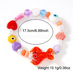 Resin & Porcelain & Glass & Brass Beads Stretch Bracelets for Women&nbsp;NI2487-1